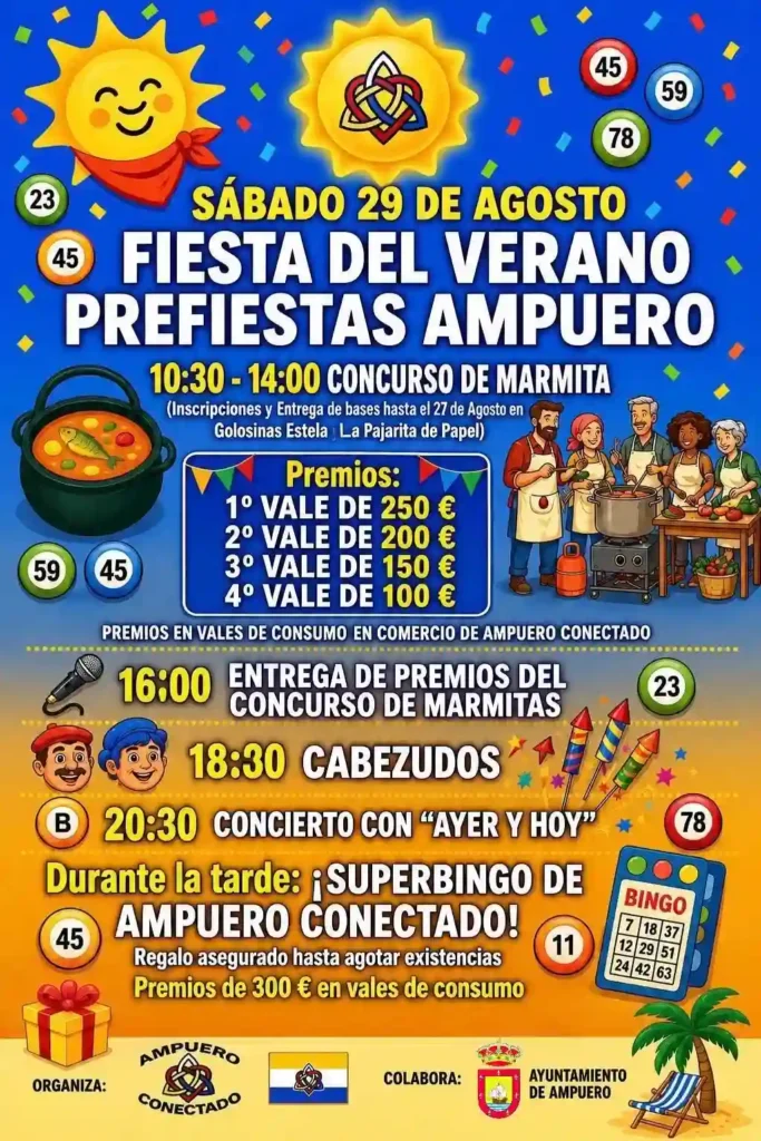 Cartel Fiesta del Verano y Prefiestas en Ampuero 2026 | Ampuero Conectado